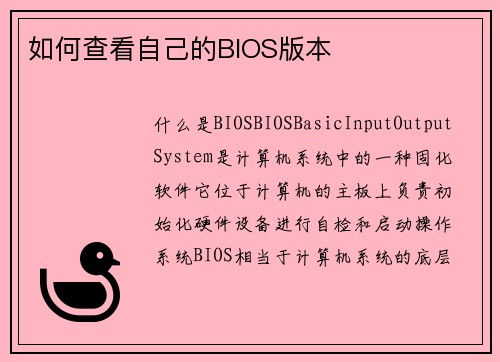 如何查看自己的BIOS版本